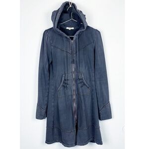 Prairie UnderGround Women’s Long Zip Up Cloak Hoodie Organic, Grey - Small